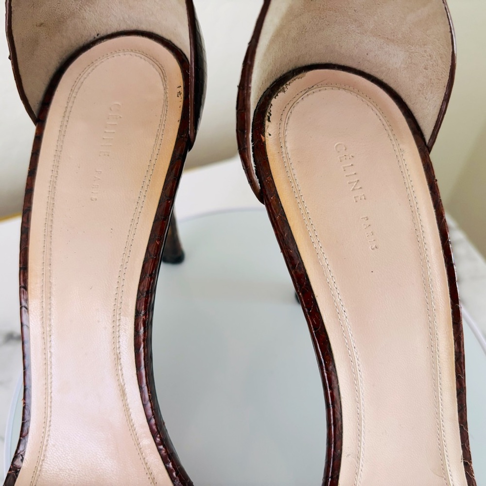Authentic Celine Embossed Python Brown / Burgandy… - image 4